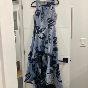 Adrianna Papell High Low Dress in Blue and Black
